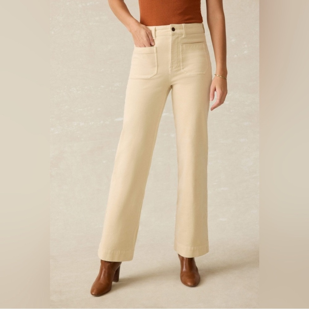 Faherty Softstretch Cord Patch Pocket High Rise Wide Leg Summer Sand Pant 25